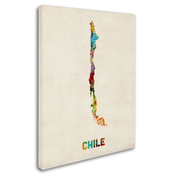 Michael Tompsett 'Chile Watercolor Map' Canvas Art,35x47